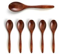 YALiya 6 Pezzi Cucchiaini di Legno Piccoli, 14,5 cm, Cucchiaini in Legno per Mangiare, Materiale Naturale, Lucidati a Mano, per La Casa, Cucina, Ristorante