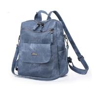 YALIZHNA Zaino da donna per borsa a tracolla in pelle PU, impermeabile, antifurto, Blu, 30x17x29cm