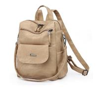 YALIZHNA Zaino da donna per borsa a tracolla in pelle PU, impermeabile, antifurto, cachi, 30x17x29cm