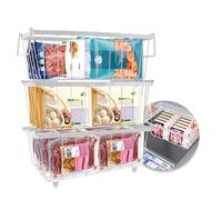 Yallmie 3 pièces Organizer Per Congelatore A Pozzetto, 34*17.5*14cm Cestelli Impilabili Per Congelatore A Pozzetto Cestello Portaoggetti In Acciaio Cestelli Per Freezer A Pozzetto