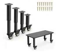 Yallmie 4 Pezzi Piedini per Mobili Regolabili con Ruote, Piedini Regolabili per Mobili Nere Gambe per Mobili di Supporto Piedi Letto Regolabili in Altezza per Credenza Mobile TV Divano Letto