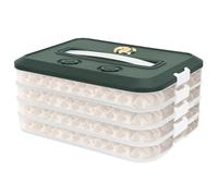 Yallmie 4 Strati Scatola per Ravioli, 30,5x23x7,5cm Contenitore per Ravioli con Coperchio Ermetico e Timer, Impilabile Porta Affettati per Frigorifero Contenitori Frigo per Alimenti, Carne (Verde)