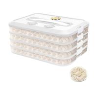 Yallmie 4 Strati Scatola per Ravioli, 30,5x23x7,5cm Contenitore per Ravioli con Coperchio Ermetico e Timer, Impilabile Porta Affettati per Frigorifero Contenitori Frigo per Alimenti, Carne (Bianco)