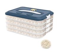 Yallmie 4 Strati Scatola per Ravioli, 30,5x23x7,5cm Contenitore per Ravioli con Coperchio Ermetico e Timer, Impilabile Porta Affettati per Frigorifero Contenitori Frigo per Alimenti, Carne (Blu)