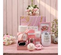 Yallmie Regalo Donna Compleanno, 9 Set Spa per Donna Idea Regalo per Figlia Cesto Coccole Originale Utile per Amica Moglie Migliore Futura Sposa Mamma，Rosa-02