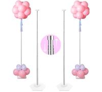 YALLOVE Kit di supporto per colonna in metallo, 2 set da 2 m di altezza regolabile con design telescopico riutilizzabile, non usa e getta per compleanni, matrimoni, baby shower
