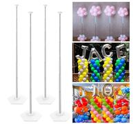 YALLOVE Kit di supporto per colonna in metallo, 4 set da 2 m di altezza regolabile con design telescopico riutilizzabile per compleanni, matrimoni, baby shower, decorazioni per feste di laurea