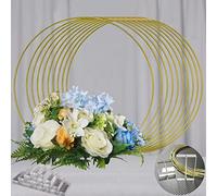 YALLOVE Set di 10 pezzi di 35 cm di altezza oro rotondo per matrimonio, vaso floreale con base acrilica per fai da te pizzo cerchio artigianato