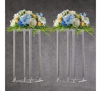 YALLOVE Set di 2 Supporti per Fiori in Acrilico Altezza 40 cm, Base Trasparente per Matrimoni, Eventi, Feste, Requisiti, Vasi Trasparenti, Decorazione per la Casa