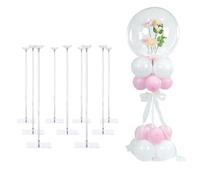 YALLOVE Supporto per Palloncini in Acrilico per Tavolo Altezza Regolabile 40cm 60cm Supporto per Bastoncini di Palloncini con Base per Decorazioni Tavolo Pavimento Matrimoni Compleanni Feste,10 Pezzi