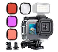 YALLSAME Kit accessori per GoPro Hero 9 nero con custodia protettiva impermeabile, supporto profondo 196 ft / 60 m subacqueo + 4 filtri lenti, adatto per immersioni subacquee/snorkeling
