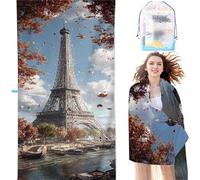 YALNSENN Telo Mare Microfibra Spiaggia Grigio 60x120 cm Telo Mare Grande Antisabbia Asciugatura Rapida, Ultra Assorbente Asciugamano, per Spiaggia Viaggi Campeggio Piscina Torre Eiffel SYL8 S-5