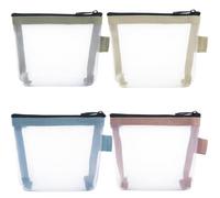 YALOJE 4 borse per il trucco Mni, piccole borse per cosmetici in rete trasparente, tasca portatile in rete con cerniera per carte da donna, gioielli, borsette, blu, rosa, verde, giallo