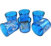 YALOS Set 6 Bicchieri Colorati Murano Collection Happy drink Bicchieri Acqua Vino Liquore ø mm.90 x h mm.90 Vetro di Murano made in italy (blue sky/verde erba) (BLU SKY)