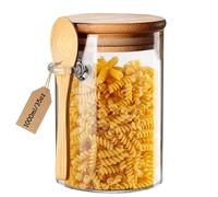 Yalucky Barattoli di vetro con coperchio ermetico e cucchiaio, contenitore in vetro per alimenti, bicchieri da cucina decorativi per caffè/tè/zucchero/spezie, contenitore per sale da bagno 1 L