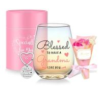 Yalucky Best Grandma Gifts Iridescent Stemless Bicchiere da vino Regali per la tata Nonna Regali di pensionamento per donne, nonna, festa della mamma, compleanno, nonna, regali per il Ringraziamento,