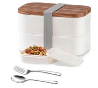 Yalucky Grande contenitore per il pranzo da 1600 ml, per adulti, con posate in acciaio inox e scomparto per salse