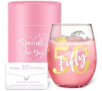 Yalucky Regalo Personalizzato per 50° Compleanno - Bicchiere da Vino per Donne, Amiche, Mamma, Zia, Insegnante - Decorazioni e Regali di Nozze