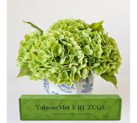 YalzoneMet - 3 pezzi di ortensie artificiali verde scuro da 53 cm, naturali e realistiche, tocco realistico, grandi ortensie reali per decorazioni per la casa, feste all'aperto, matrimoni