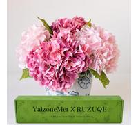 YalzoneMet 4 ortensie artificiali realistiche al tatto, stelo lungo 53 cm, in lattice, per il Ringraziamento, decorazione della casa, cucina, matrimonio, Natale, centrotavola, 2 rosa + 2 rosa