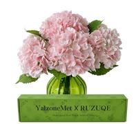 YalzoneMet Fiori artificiali di ortensia rosa, 3 pezzi, in lattice naturale, realistici, al tatto, fiori finti lunghi 53,3 cm, ortensia per casa, feste, all'aperto, matrimoni, regali di Natale,