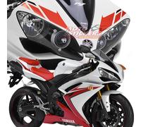 yamaha R1 2007 2008 - kit adesivi replica colore rosso nero per moto bianca
