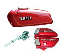Yamaha Rx100 Rx125 Rosso Benzina Serbatoio Con Lato Pannello Coperchio Tappo @