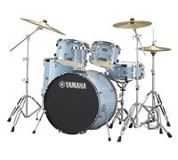 Yamaha Rydeen - Set di 5 tamburi con grancassa da 22", Floor Tom, 2 toms con morsetto a sfera e rullante in legno, colore: blu chiaro lucido