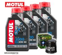 Yamaha XV 1600 A Wild Star 1999-2001 Tagliando Olio Motul 3000 4T 20W-50 4 li...