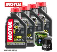 Yamaha XV 1600 A Wild Star 1999-2001 Tagliando Olio Motul 5000 4T 10W-40 4 li...