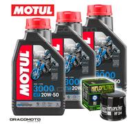 Yamaha YFM Grizzly 450 2009-2014 Tagliando Olio Motul 3000 4T 20W-50 3 litri ...