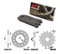 YAMAHA YFZ BANSHEE (4 wheels) 350 1989-2006 catena corona pignone kit 520 PBR...