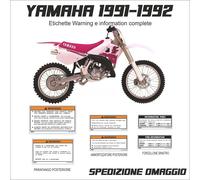 YAMAHA yz 1991 adesivi WARNING e INFORMATION 6 pezzi plastificati