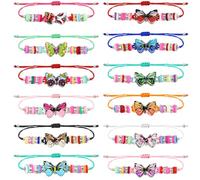 YAMAIDUO 12 Pezzi Braccialetti Amicizia, Braccialetti Bambina Intrecciato Regolabile con Ciondolo a Forma di Farfalla, Bracciale Amicizia per Bambini, Bomboniere per Feste di Compleanno per Bambine