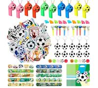 YAMAIDUO 120 Pezzi Gadget Calcio Compleanno Bambini, Calcio Regalini Fine Festa Compleanno, Riempitivi di Pinata Kit Compleanno Calcio per Ragazzi e Ragazze Incluso Portachiavi Calcio Fischietto