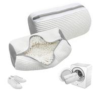 YAMAIDUO 2 Pezzi Sacchetto Scarpe Lavatrice, Riutilizzabile e Resistente 360° Sacchetti per Lavare Scarpe in Lavatrice con Cerniera, Sacca per Lavare le Scarpe in Lavatrices Pulizia Efficiente, Bianco