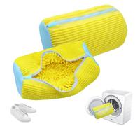 YAMAIDUO 2 Pezzi Sacchetto Scarpe Lavatrice, Riutilizzabile e Resistente 360° Sacchetti per Lavare Scarpe in Lavatrice con Cerniera, Sacca per Lavare le Scarpe in Lavatrice Pulizia Efficiente, Giallo