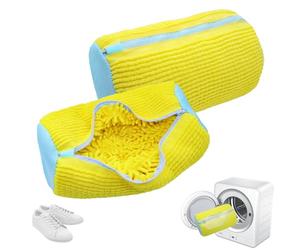 YAMAIDUO 2 Pezzi Sacchetto Scarpe Lavatrice, Riutilizzabile e Resistente 360° Sacchetti per Lavare Scarpe in Lavatrice con Cerniera, Sacca per Lavare le Scarpe in Lavatrices Pulizia Efficiente, Giallo