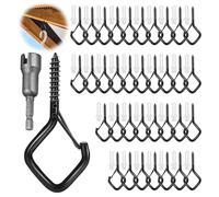 YAMAIDUO 35 Pezzi Ganci a Vite, Nero Gancio Occhielli a Vite in Acciaio Inossidabile con Dispositivo di Sicurezza, Ganci a Viti per Legno per Appendere Cornici Campanelli Eolici Luci Cesti di Piante