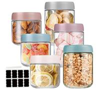 YAMAIDUO 6 Pezzi Barattoli Vetro con Coperchio, 350/500 ml Riutilizzabili Overnight Oats Jar con Coperchi Vite, Barattolo Cucina per Avena Miele Frutta Spezie Marmellata Insalata Yogurt, Mason Jar