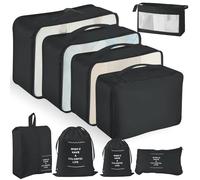 YAMAIDUO Organizer Valigia, 9 Pezzi Packing Cubes, Organizer Viaggio Salvaspazio, Travel Kit per Vacanze e Viaggi, Viaggio Accessori Utili per Cosmetici Abbigliamento Intimo Vestiti Borse, Nero