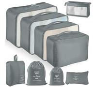 YAMAIDUO Organizer Valigia, 9 Pezzi Packing Cubes, Organizer Viaggio Salvaspazio, Travel Kit per Vacanze e Viaggi, Viaggio Accessori Utili per Cosmetici Abbigliamento Intimo Vestiti Borse, Grigio