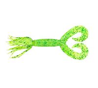 Yamamoto - Hula Grub a doppia coda, 12,7 cm, colore: Chartreuse con grafico grande, colore: Verde