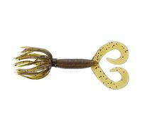 YAMAMOTO Hula Grub a doppia coda da 10,2 cm, realistica, facile da usare, in plastica morbida, con gonna a flusso libero, confezione da 10, zucca verde con fiocco viola e piccolo rame