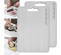 Yamato Cutting Board, Yamato Titanium Cutting Board, Yamato Titanium Chopping Board, Yamato Chopping Board for Kitchen, Double-Sided Food Grade Meat Stainless Steel Cutting Board (S*2)