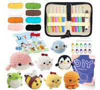 YAMAXIN Set per uncinetto e uncinetto, 2,0 - 6,0 mm, per principianti, 8 pezzi di balena, pulcini, pinguino, ape, rana, polpi, starter amigurumi, set per lavori a maglia e filati artigianali (8 pezzi