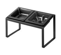 Yamazaki 10242 NOOKS - Ciotola inclinata con inserto anti-imbracatura e supporto, nero, acciaio/silicone/ceramica, minimalista, 15,5 x 29 x 17,6 cm (lunghezza x larghezza x altezza)