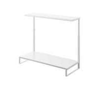 Yamazaki 1302 TOWER Supporto per Monitor a 2 Livelli, bianco,Acciaio/Silicone/Polipropilene, minimalistisch, 27,5 x 59 x 38-65 cm (L x L x A)