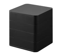 Yamazaki 1754 TOWER 4~Tiered Accessory Box Square, black, ABS Resin/Felt/Silicone, 9 x 9 x 10 cm