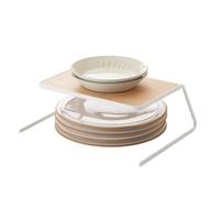 Yamazaki 2446 TOSCA Dish Organiser, white, Steel/Wood, 26.5 x 19.5 x 9 cm